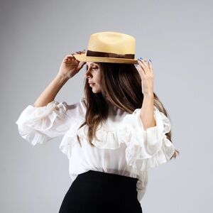 Elegant Tan Fedora Hat with Brown Band